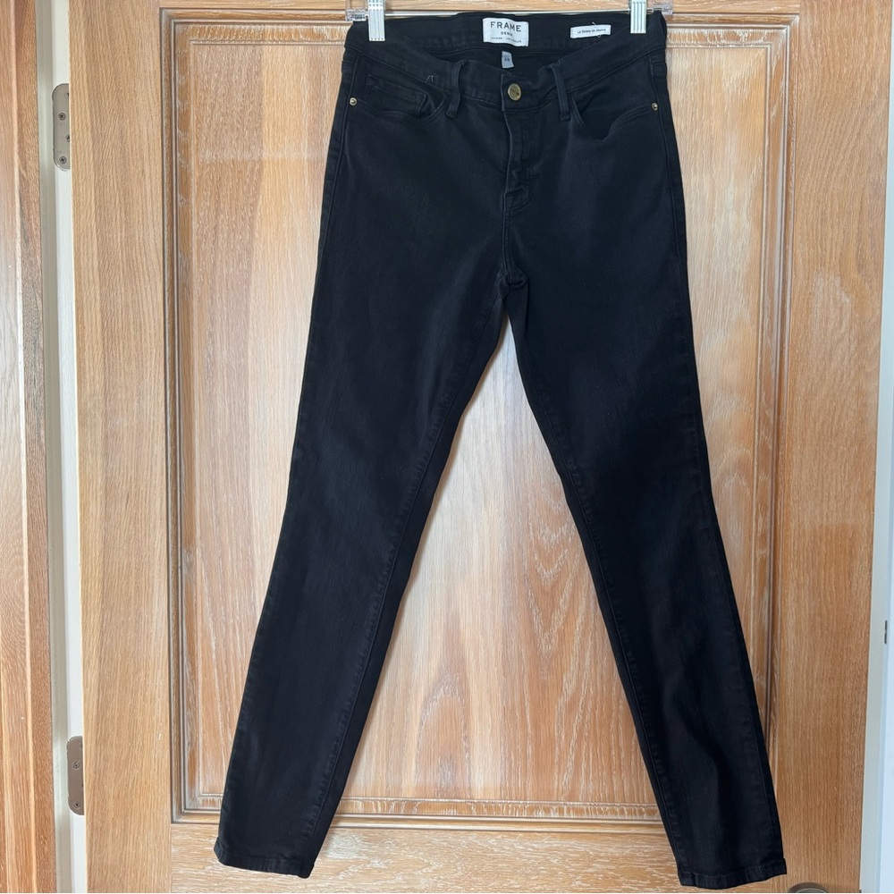 Frame Super Stretch Le High Skinny Black Jean